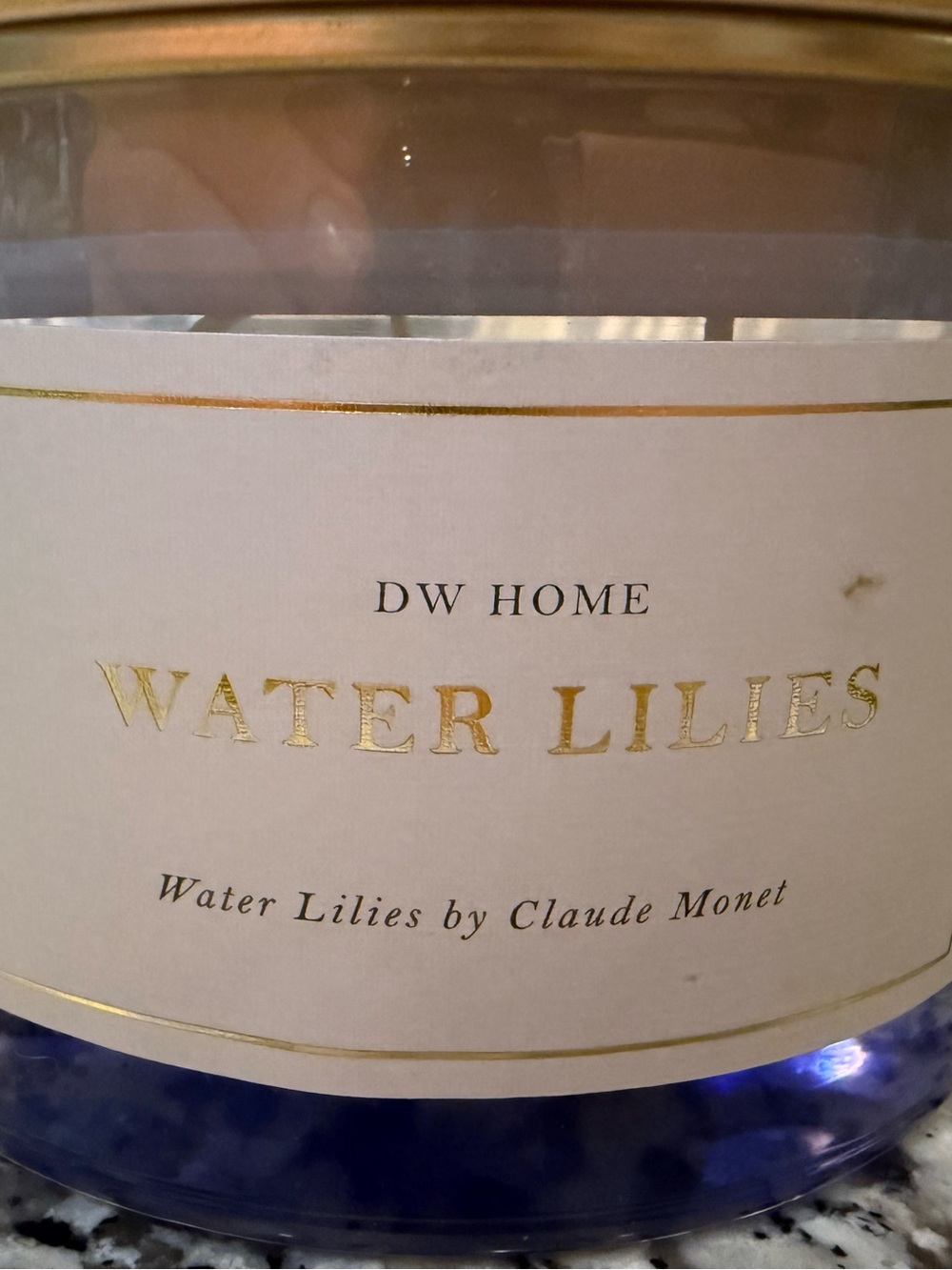 DW Home Claude Monet Water Lilies Decorative Candle - Blue with Gold Accents